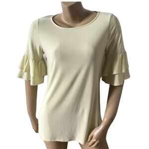 Faith and Joy by Monteau Yellow Ruffle Bell Sleeve Top Size Small